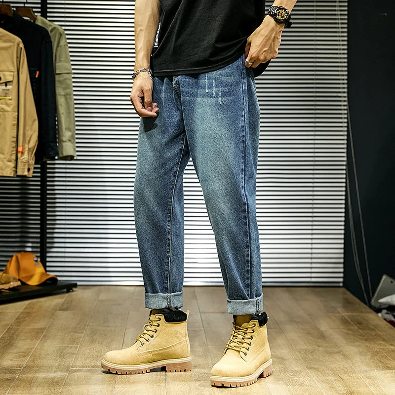 

Fashion Japanese Denim Jeans Men's Brand Straight Casual Pants Nostalgic Retro Long Pants Slim Men's Pants Plus Size