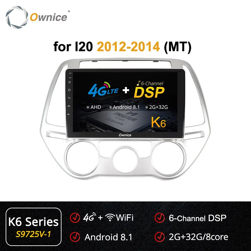 S9725-1 K6 Ownice Android 9,0 360 панорама DSP gps навигация радио для hyundai i20 Руководство A/C 2012- K3 K5 K6 4G LTE SPDIF головное устройство - Цвет: S9725-1 K6