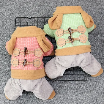 

Pet Dog Winter Clothes Jacket Four-Legged Clothes Thickened Warm OX Horn Buttons For Small Medium Pet Dog Costumes Gift