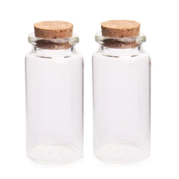 

10Pcs 30*60MM 25ML Glass Bottles Wishing Bottle Empty Sample Storage Jars with Cork Stoppers - Transparent