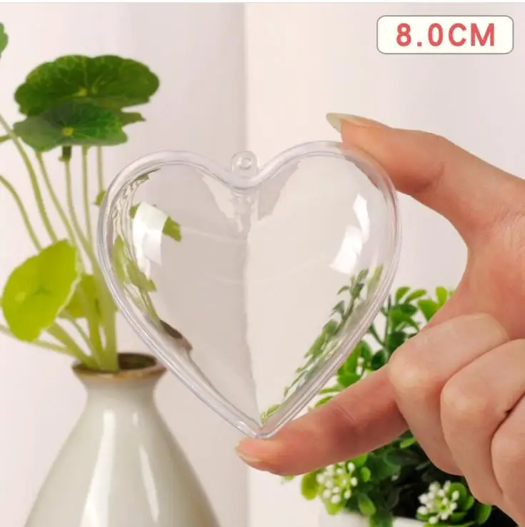 8cm Heart shaped 10 шт. 7/8/9/10 см на Рождество для девочек, купальная Одежда Висячие украшения мяч прозрачная открывающаяся задняя крышка для пластиковое прозрачное Украшение Дети сувениры вечерние поставки - Цвет: 8cm Heart shaped