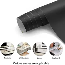 PVC Self-adhesive Wallpaper  Decorative Vinyl Matte Black Adhesive Paper For Furniture Wall Kitchen 60x 500 CM