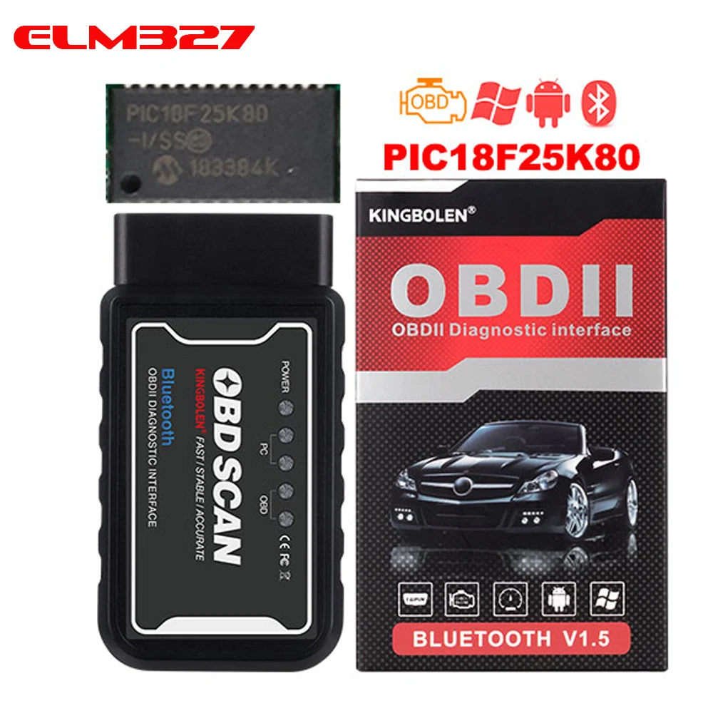 Kingbolen obd диагностический elm 327 Pic18f25k80 чип Mini elm327 WiFi BT OBDII V1.5 считыватель кодов 2 Wifi