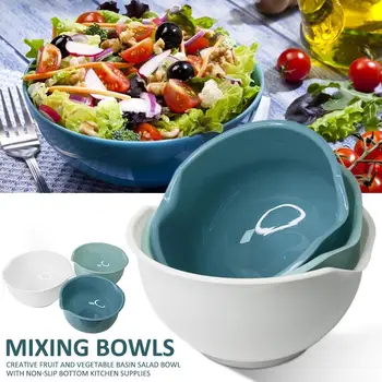 

3pcs/set Mixing Bowls Creative Fruit And Vegetable Basin Salad Bowl Noodle Rice Bowl With Non-slip Bottom Kitchen Supplies