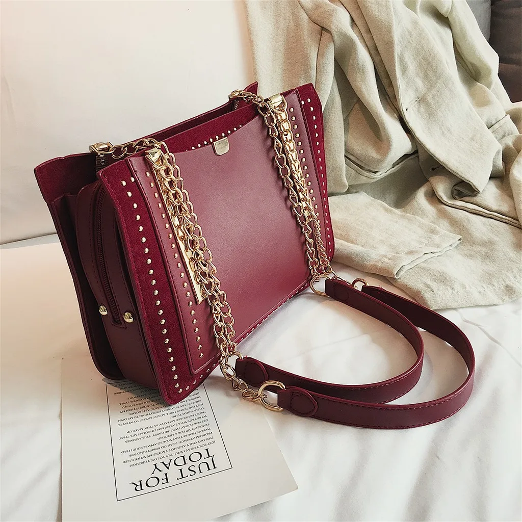 Women's Handbags Metal Chain Tote Bag Multi-functional Handbag Casual Leather Messenger Bag Leisure Bags Женские Сумки#3