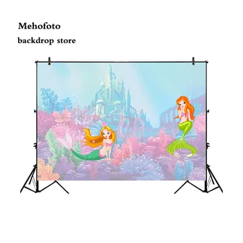 

Mehofoto Little Mermaid Backdrop for Photography Underwater World Backdrops Castle Photo Background Shoot Coral Seaweed Props
