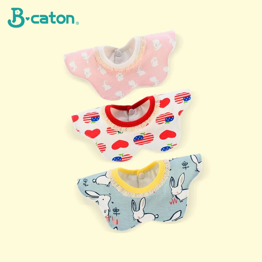 Baby bib petals 360-degree spinning three-layer waterproof bib cotton baby newborns Kindergarten use 28x28cm