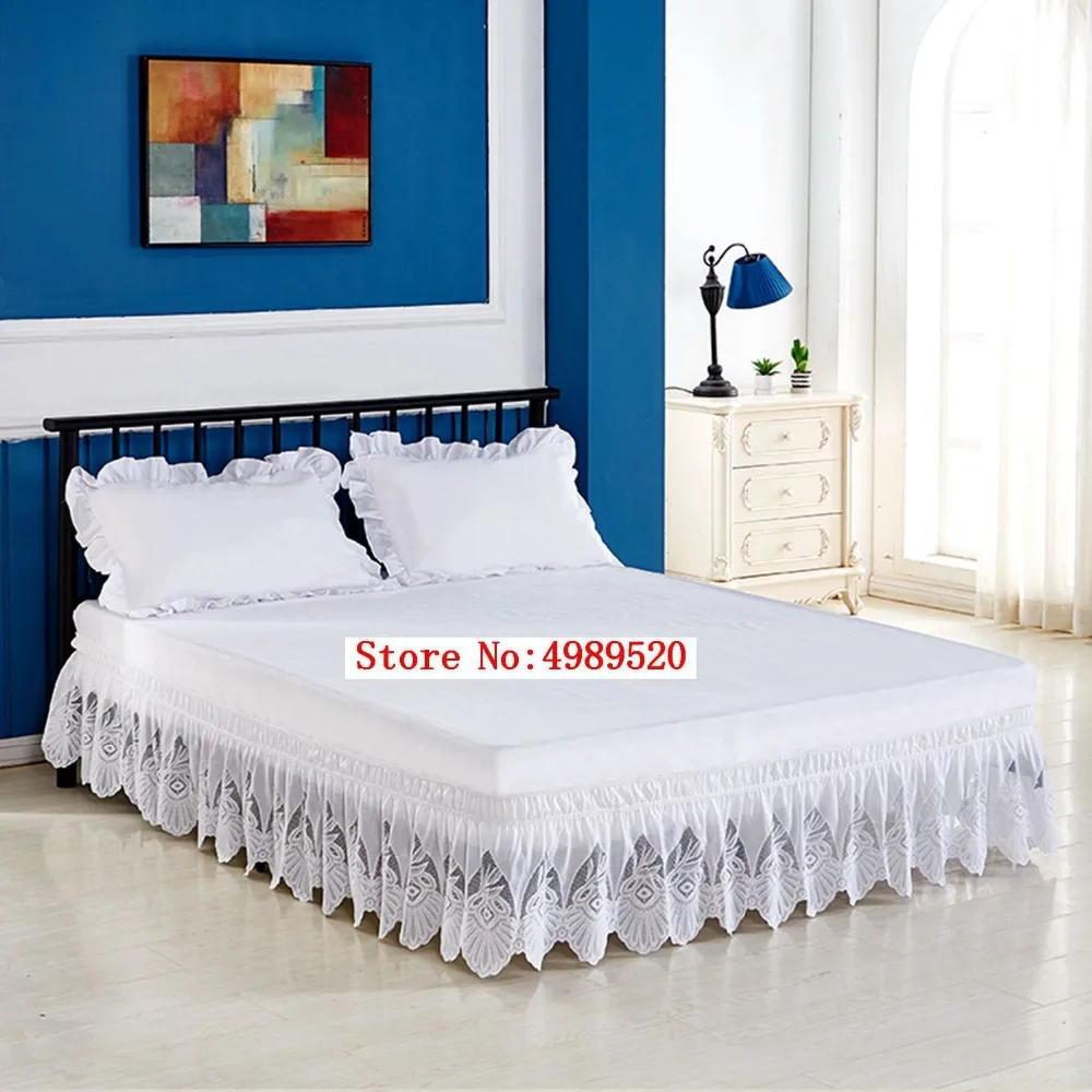 Привлекательная кружевная юбка для кровати, белая обмотка вокруг эластичной обмотки кровати, украшение кровати, легкая посадка и устойчивая к выцветанию прочная ткань