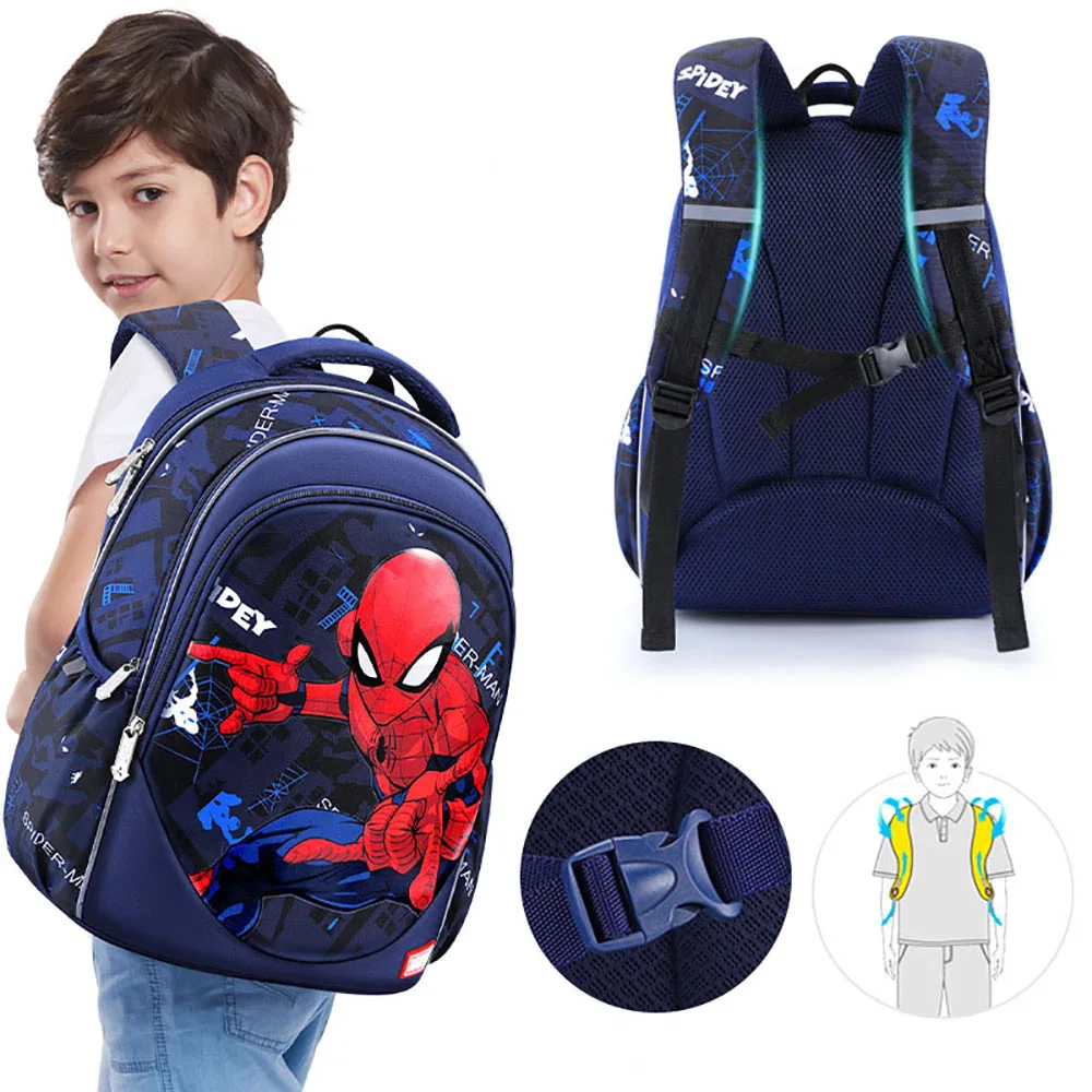 2021 New Disney Schoolbag Primary School Girls Boys Spider-Man Iron Man Children Captain America Printed Pattern School Backpack