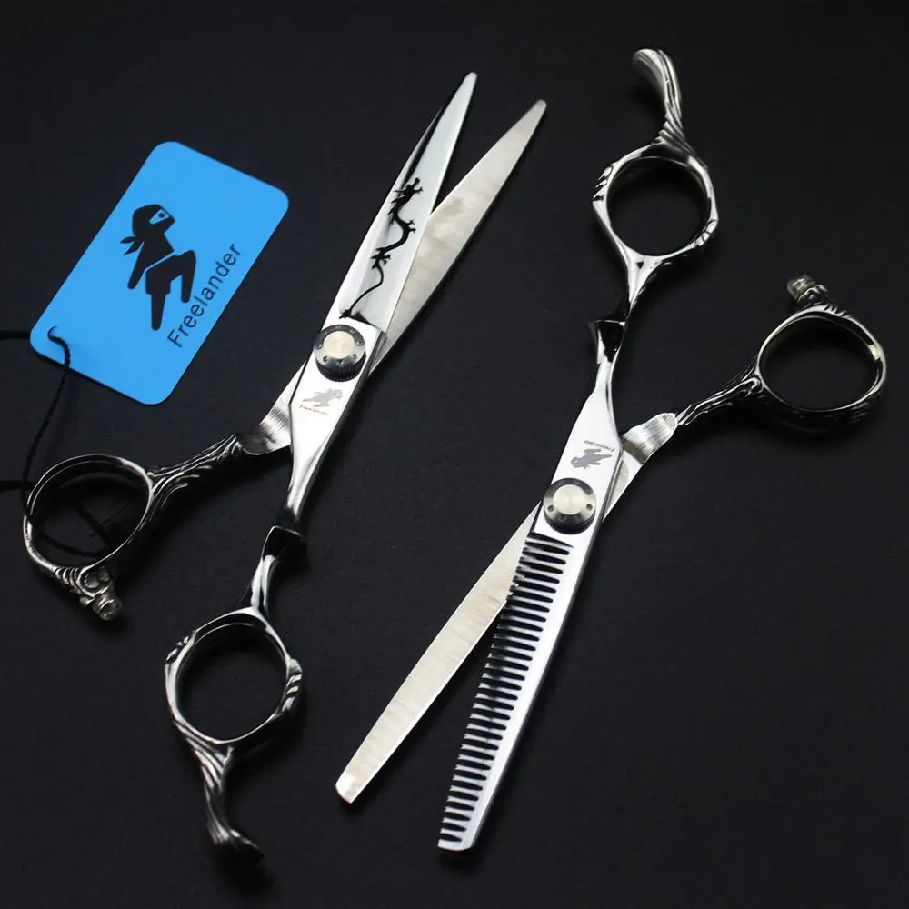 59CT Freelander 6.0 Inch Professional Hairdressing Scissors Set Hair Cutting Thinning Scissors Barber Shears Makas - Цвет: 59CT