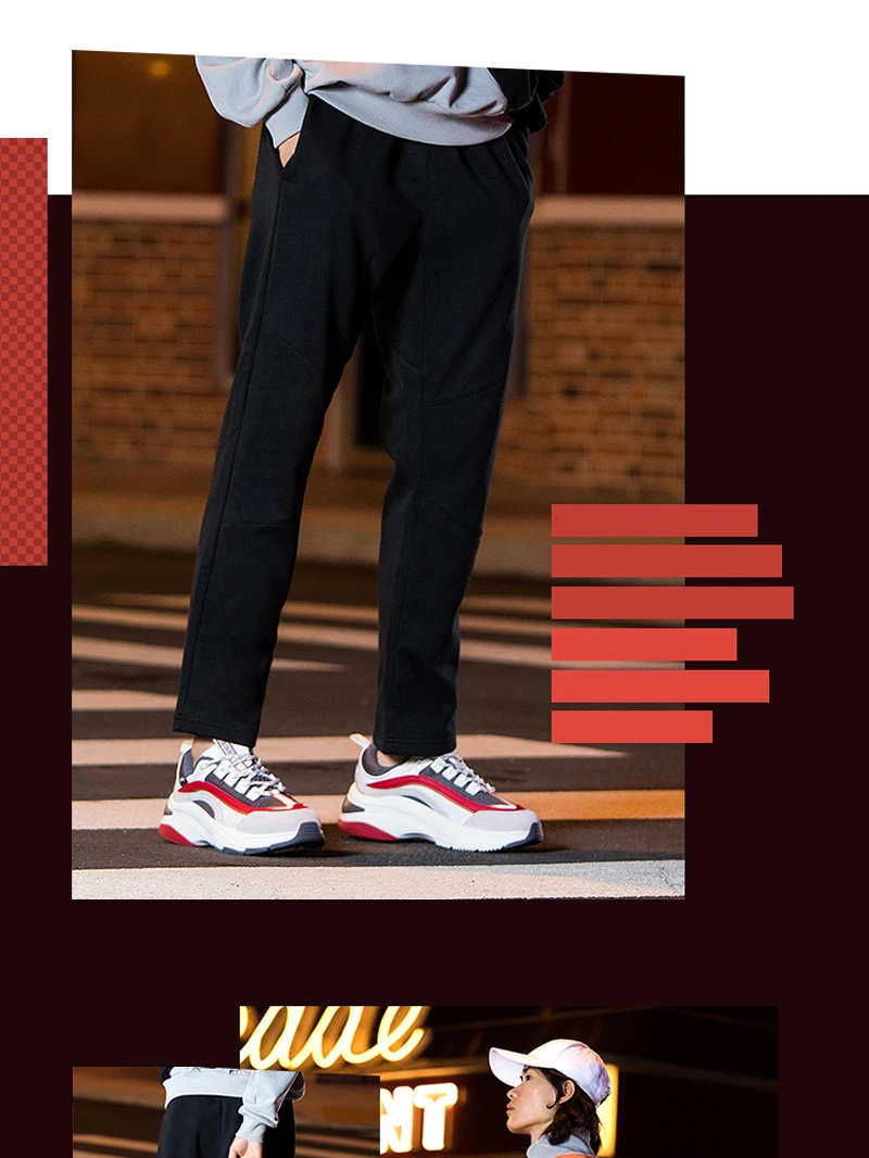 Li-Ning, мужские трендовые спортивные штаны, зимние, теплые, на флисе, обычная посадка, 66% полиэстер, 34% хлопок, подкладка, спортивные штаны AKLP583 MKY536