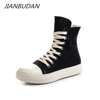 

JIANBUDAN Casual canvas shoes woman Chunky Sneaker Fashionable Flat Women's Vulcanized Shoes Thick sole girl canvas shoes 35-43