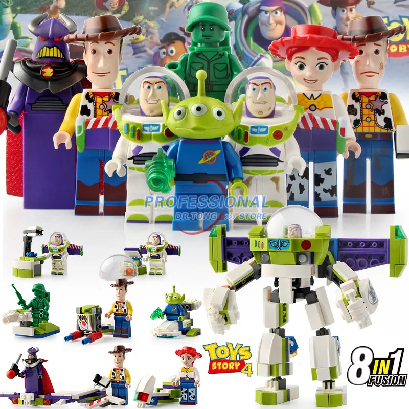 

80PCS/LOT 8 IN 1 Movie Toy Story 4 Figure Buzz Lightyear Action Figures Woody Brick Block Building Block Collection Toys SY6699