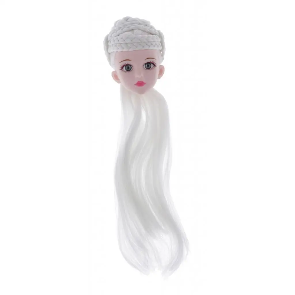 1/4 BJD Girl Doll Make up Head with White Braid Hair Doll DIY Body Part Accs Doll Head Painted Doll Replacement Parts