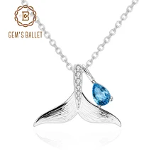 GEM'S балетные серебряные ожерелья для женщин натуральный голубой топаз Ретро Подвеска рыбий хвост 925 пробы серебряные женские ювелирные изделия