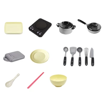 

14PCS Children Cooking Toys Play Battery Stove Kitchen Pretend Toy Set Simulation Food Pots and Dishes Cookware