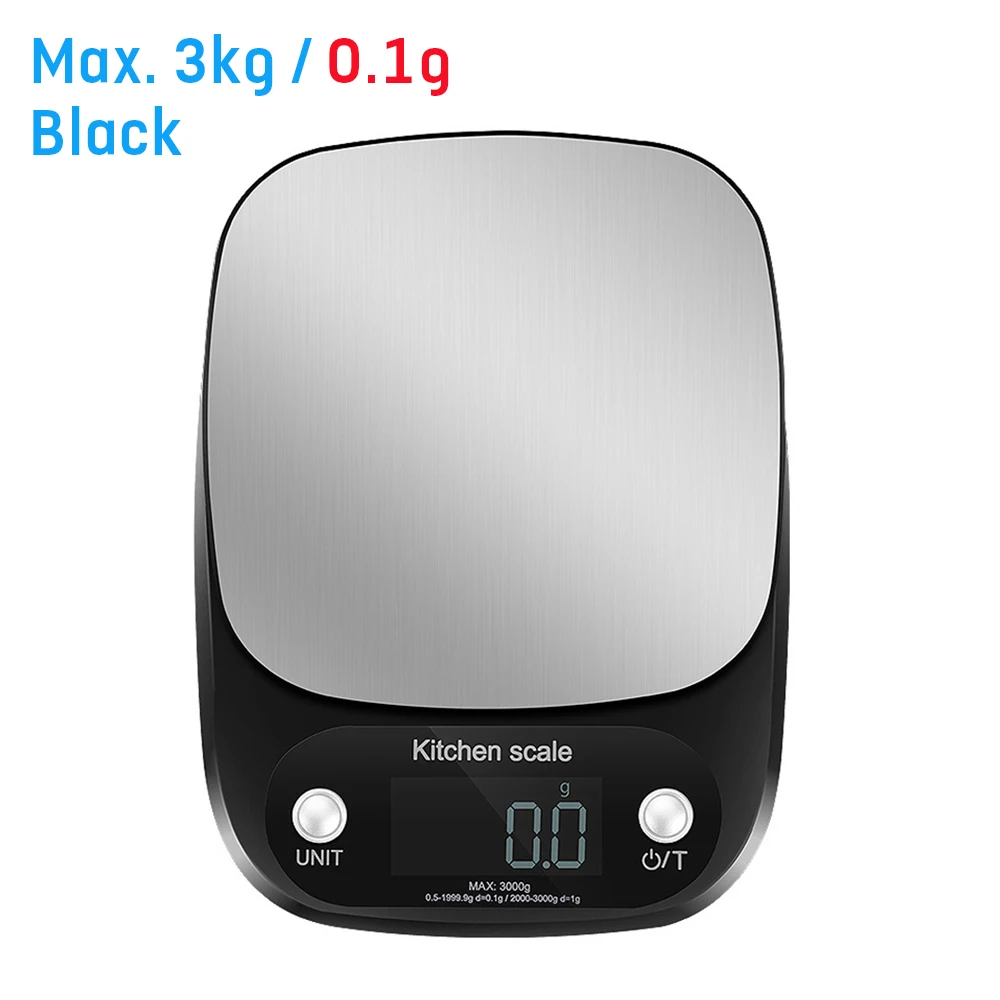 3kg Black Электронные кухонные весы многофункциональные домашние весы из нержавеющей стали измерительные инструменты - Цвет: 3kg Black