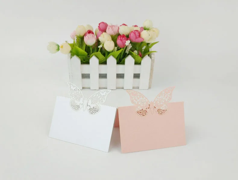 Romantic Heart Shape Butterfly Laser Carving Laser Wedding Pendulum Table-Bit Card Creative Laibin Name Table Cards Wholesale
