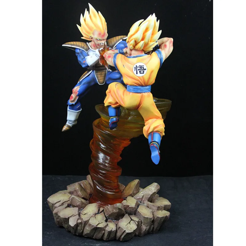 Аниме Dragon Ball Супер Saiyan Сон Гоку против Вегета Торнадо со светодиодными огнями статуя GK смола фигурка Коллекционная модель игрушки M3417