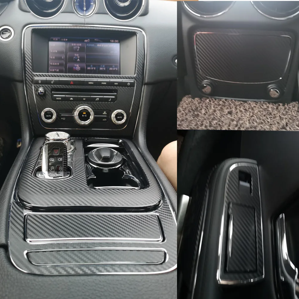 Для Jaguar XJ 2010- интерьерная Центральная панель управления дверная ручка наклейки из углеродного волокна наклейки для автомобиля Стайлинг cutted винил