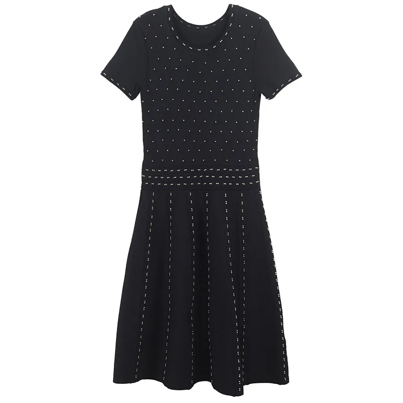 Tunjuefs Slim Fit Бисер трикотажные вечерние платье Для женщин VestidoShort с длинным рукавом элегантное облегающее платье Femme пуловеры летние Повседневное