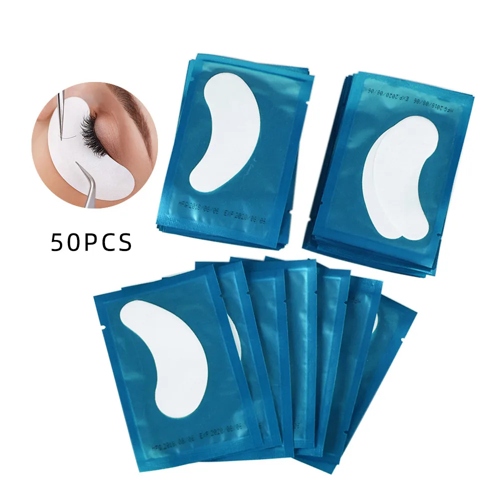 50 пар/компл. насадка для ресниц расширений гель наращивание ресниц под глазные Пластыри для наращивания ресниц Бумага Стикеры косметические обертки инструменты - Цвет: Синий