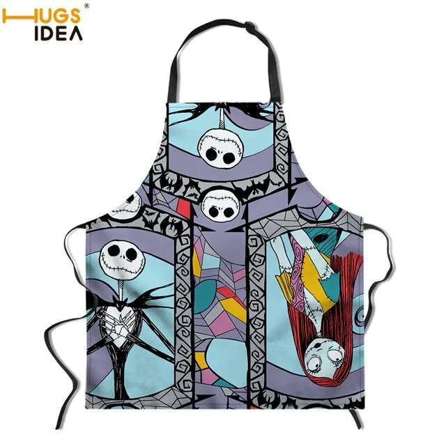 HUGSIDEA the Nightmare Before Christmas Print Kitchen Sleeveless Apron Chef Cooking Accessories Apron Cool BBQ Oil Proof Apron - Цвет: HK714R