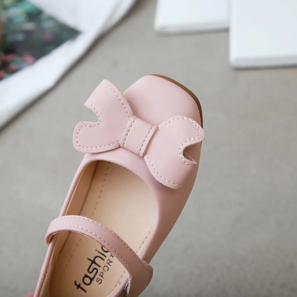 Детская однотонная повседневная обувь принцессы с бантом для маленьких девочек; школьная обувь; обувь принцессы; HOOLER
