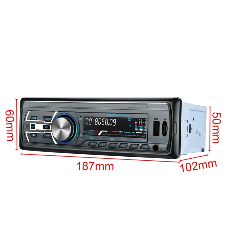 Автомобильный MP3-плеер, автомагнитола, 1 DIN, USB, быстрая зарядка, Bluetooth, громкая связь, цифровой медиаплеер, 4X25 Вт, fm-радио, поддерживает IOS и Android
