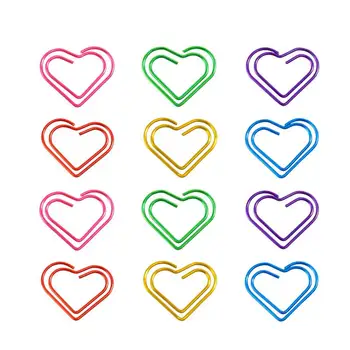 

12pcs Metal Paper Clips Creative Heart-shaped Cololful Note Photo Sign Clips Bookmark Clips for Home Office School (Mixed Color)