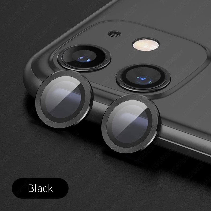 2 в 1 для iPhone 11 Pro Max задняя защита для экрана камеры закаленное стекло для iPhone 11 металлический объектив кольцо чехол Защита - Цвет: black 2