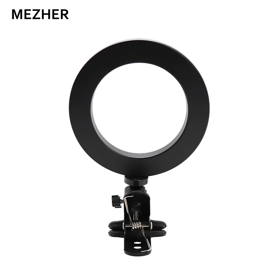 Светодиодный светильник MEZHER с регулируемой яркостью RGB, 6 дюймов, заполняющий светильник с настольным зажимом для фотосъемки, кольцевая лампа для макияжа, прямая трансляция
