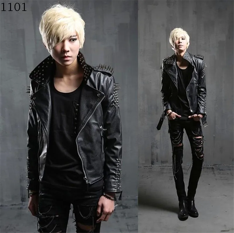 

Men's Leather Clothing Leather Clothing Male Jacket Slim Short Design Punk Rivet The Trend Coat Men Clothes 2020 Biker Jacket