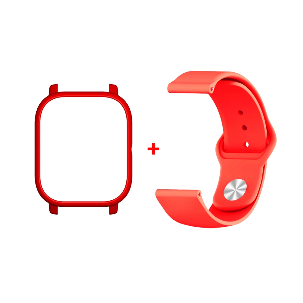 2в1 для Amazfit GTS ремешок силиконовый ремешок для часов браслет+ чехол Защитная крышка бампер для Huami Amazfit GTS SmartWatch аксессуары - Цвет: red red