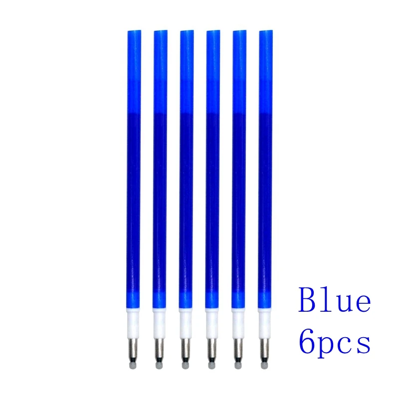 refill-Blue-6pcs Xiamei 1 шт. стираемая ручка 3 в 1 ручка гелевая 0,5 мм перо студенческие канцелярские принадлежности Черный Красный Синий многоцветный - Цвет: refill-Blue-6pcs