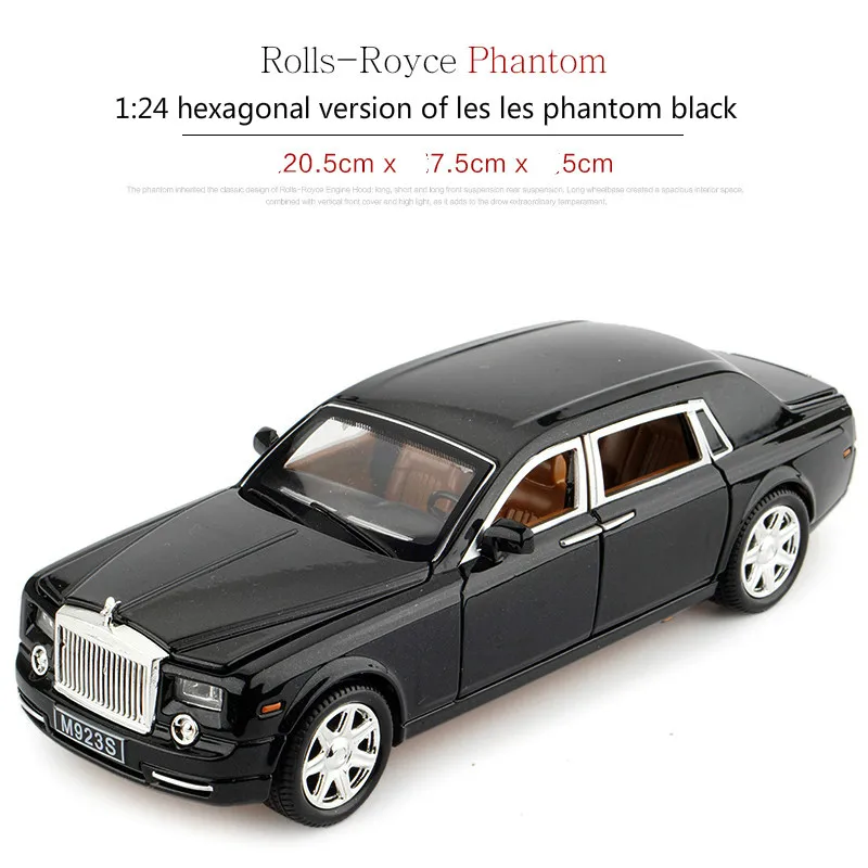 1/24 Rolls Royce Phantom литая под давлением Модель автомобиля игрушки металлический автомобиль Игрушечная модель автомобиля черная удлиненная коллекция лимузина 6 дверей
