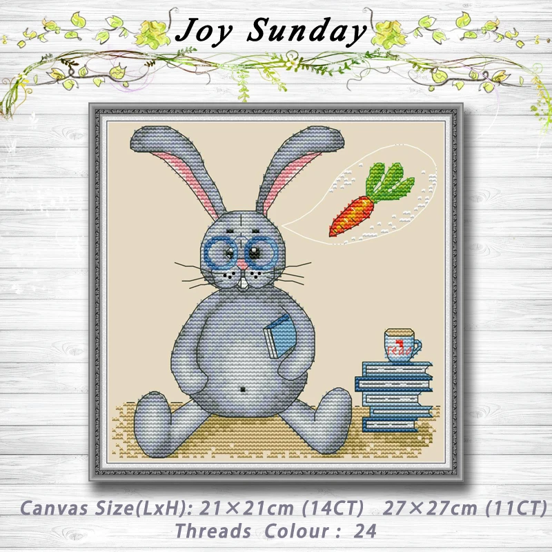 

Rabbit eating radish cartoon decor Patterns 14CT 11CT Counted Cross Stitch Sets embroidery sets Needlework kits Home decor