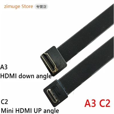 A3 FPV HDMI адаптер вниз угол 90 градусов к Mini HDMI вверх/вниз угол FPC HDMI кабель 20pin для мультикоптера аэрофотосъемки - Цвет: A3-C2