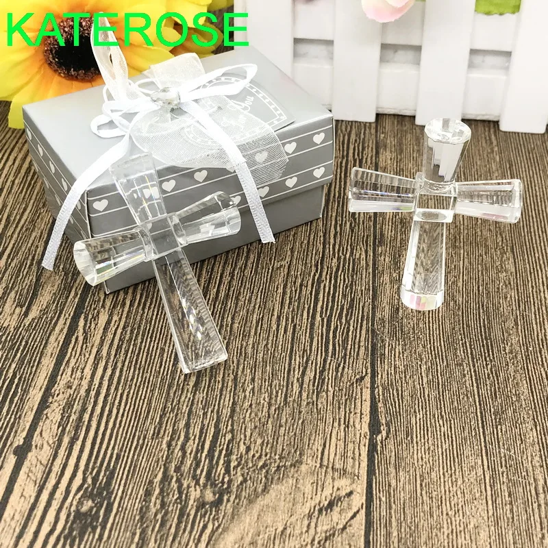 12PCS Religious Party Giveaways Choice Crystal Collection K9-Crystal Cross Figurines Wedding Party Return Gift
