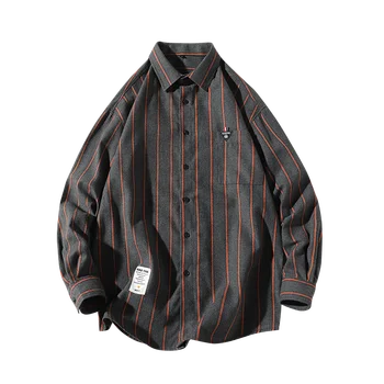 

Men Shirt 2019 Spring Autumn New Long Sleeve Flannel Stripe Shirt Men Office Style Business Casual Shirts Y2059