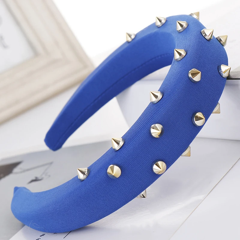 royal blue Заклепки повязка уличные Стиль женские аксессуары для волос в стиле «панк» средства по уходу за волосами с хлопковой подкладкой и повязка на голову - Цвет: royal blue