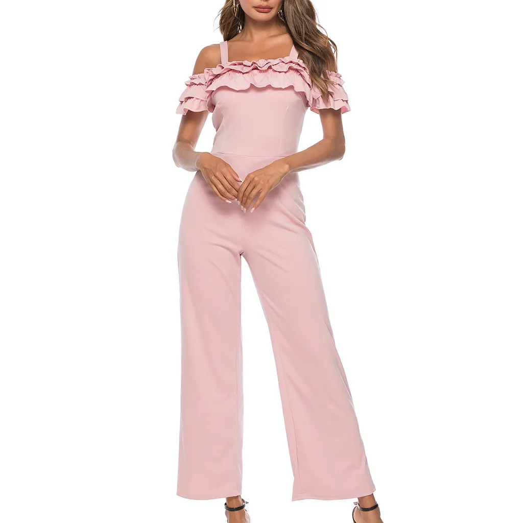 Womail прочная перевязь Jumosuit женские сексуальные однотонные с открытыми плечами без рукавов с вырезом лодочкой Летние повседневные Комбинезоны элегантный комбинезон