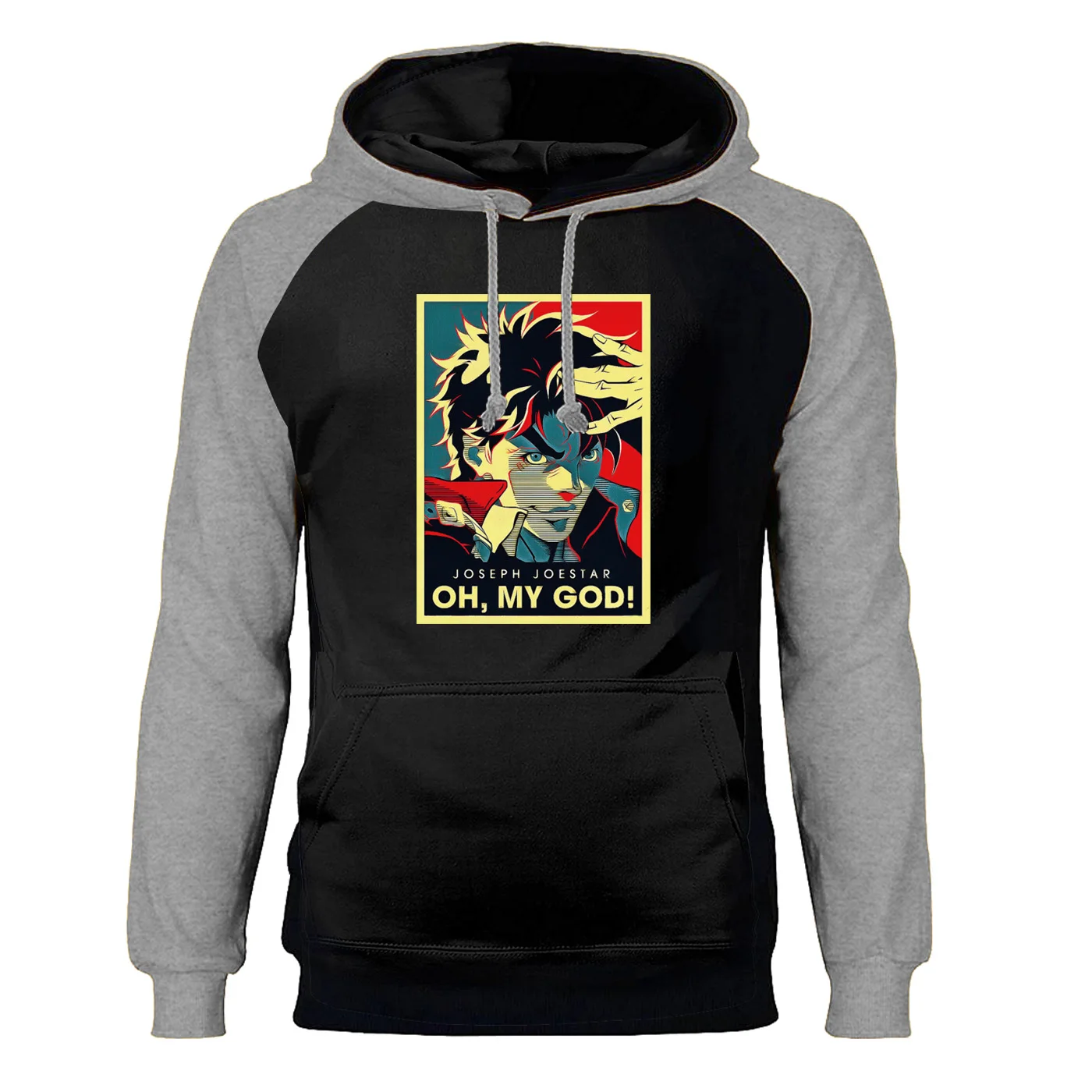 

Joseph Joestar OH MY GOD Hoodies Sweatshirts Men Jojo's Bizarre Adventure Jojo Raglan Hooded Sweatshirt Winter Autumn Streetwear