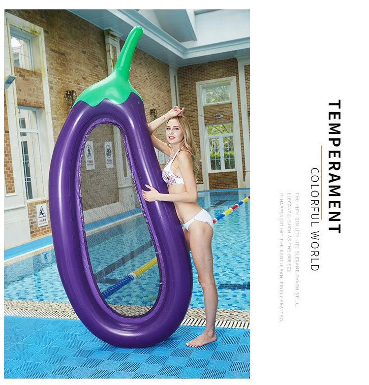 250*105cm Inflatable Giant Eggplant Pool Float Mattress Sunbathe Bed Swimming Ring Circle Beach Mat Water Party Toys Kids Adults