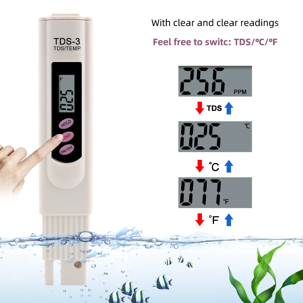 Цифровой Tds метр Yieryi прибор для измерения качества воды аквариума питьевой