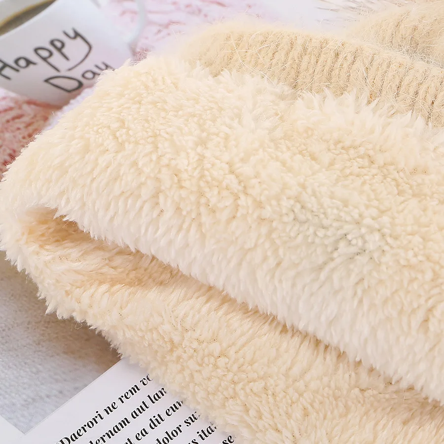 Новые шапки из кроличьего меха, женские теплые шерстяные шапки на осень и зиму, Корейская версия однотонного цвета, три планки, меховой вязаный шарик, шапка