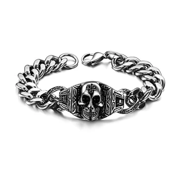 

Punk Style Skeleton Skull Charm Bracelets Women Accessories Fashion 316l Stainless Steel Jewelry Pulseras for Men Bijoux 2021