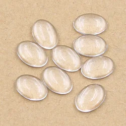 Oval Flat Back Clear Glass Cabochon for DIY Jewelry - High Quality Selection (10x14mm 50pcs)