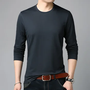 

high quality 2020 new spring autumn tops tees men Cotton O-Neck long sleeve T shirt 2005