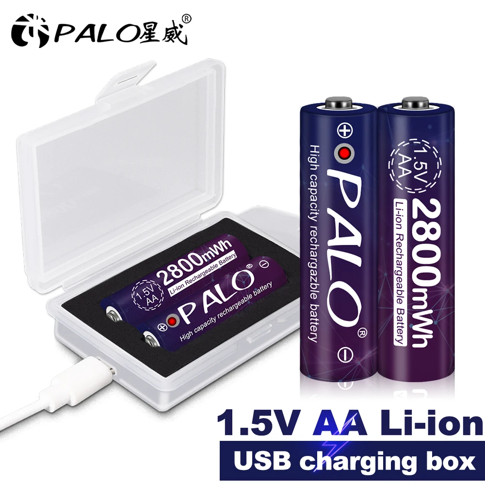 Batteria Ricaricabile Agli Ioni Di Litio Aa 1.5V 2800Mwh Batteria Ricaricabile Al Litio Aa 1.5V Batterie Aa 1.5V Per Batteria Aa Telecomandata